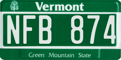 VT license plate NFB874