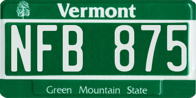 VT license plate NFB875