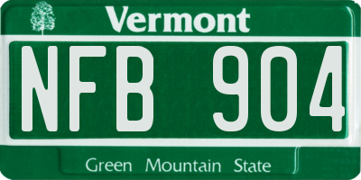 VT license plate NFB904