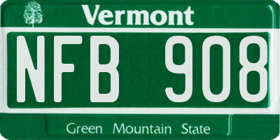 VT license plate NFB908