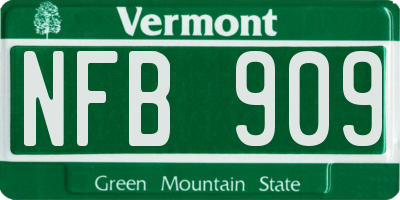 VT license plate NFB909