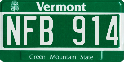 VT license plate NFB914