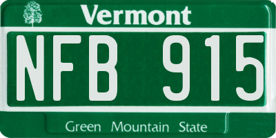 VT license plate NFB915