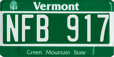VT license plate NFB917