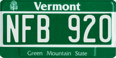 VT license plate NFB920
