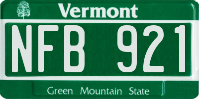 VT license plate NFB921