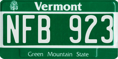 VT license plate NFB923