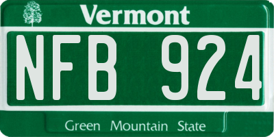 VT license plate NFB924