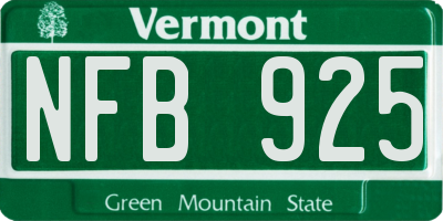 VT license plate NFB925