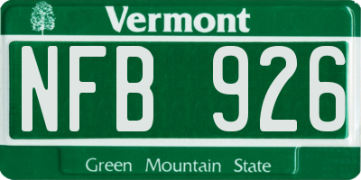 VT license plate NFB926