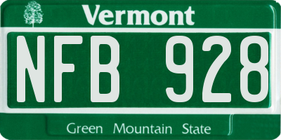 VT license plate NFB928