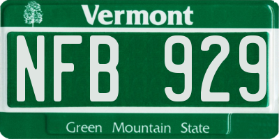 VT license plate NFB929