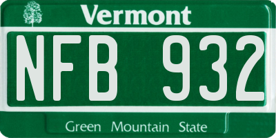 VT license plate NFB932