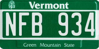 VT license plate NFB934