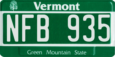 VT license plate NFB935