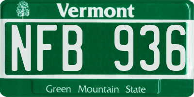 VT license plate NFB936