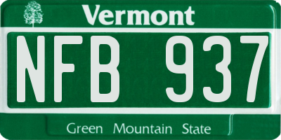 VT license plate NFB937