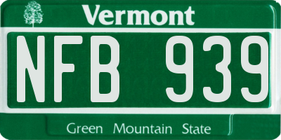 VT license plate NFB939
