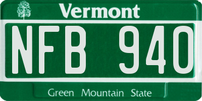 VT license plate NFB940