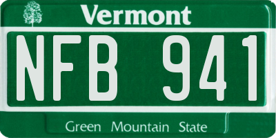 VT license plate NFB941