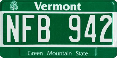 VT license plate NFB942