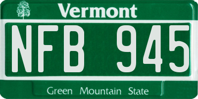 VT license plate NFB945