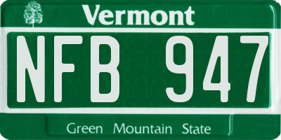 VT license plate NFB947