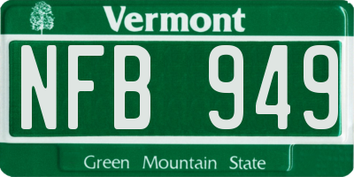 VT license plate NFB949