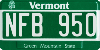 VT license plate NFB950