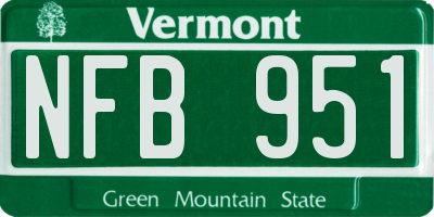 VT license plate NFB951