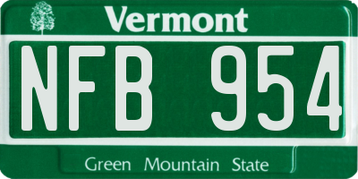 VT license plate NFB954