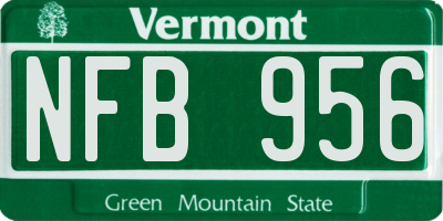 VT license plate NFB956