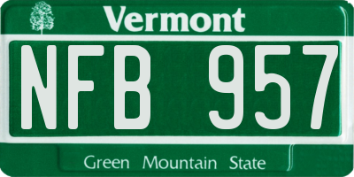 VT license plate NFB957