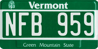 VT license plate NFB959