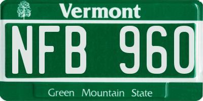 VT license plate NFB960