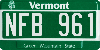 VT license plate NFB961