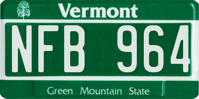 VT license plate NFB964