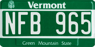 VT license plate NFB965