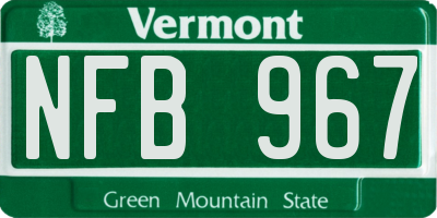 VT license plate NFB967