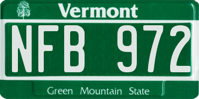VT license plate NFB972