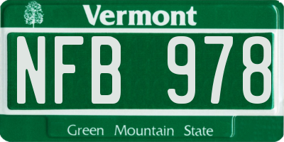VT license plate NFB978