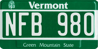VT license plate NFB980