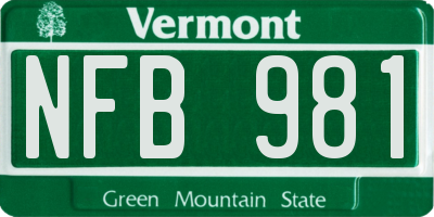 VT license plate NFB981
