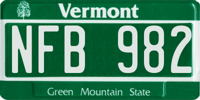 VT license plate NFB982