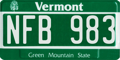 VT license plate NFB983