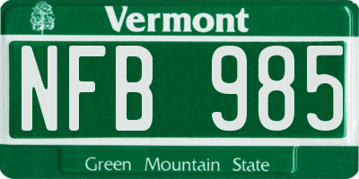 VT license plate NFB985