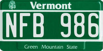 VT license plate NFB986