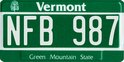 VT license plate NFB987