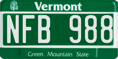 VT license plate NFB988