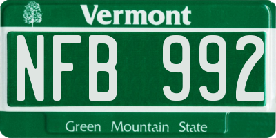 VT license plate NFB992